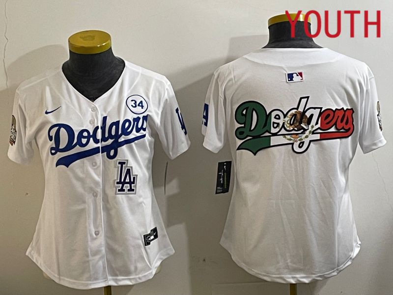 Youth Los Angeles Dodgers Blank White Game 2024 Nike MLB Jersey style 11213->youth mlb jersey->Youth Jersey